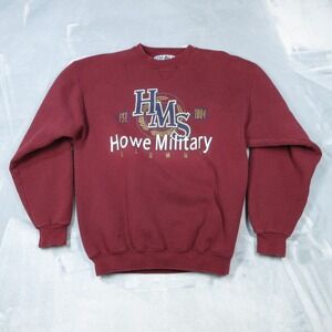 Vintage Howe Military Alumni Sweatshirt Mens Medium Maroon Made USA Crewneck 90s